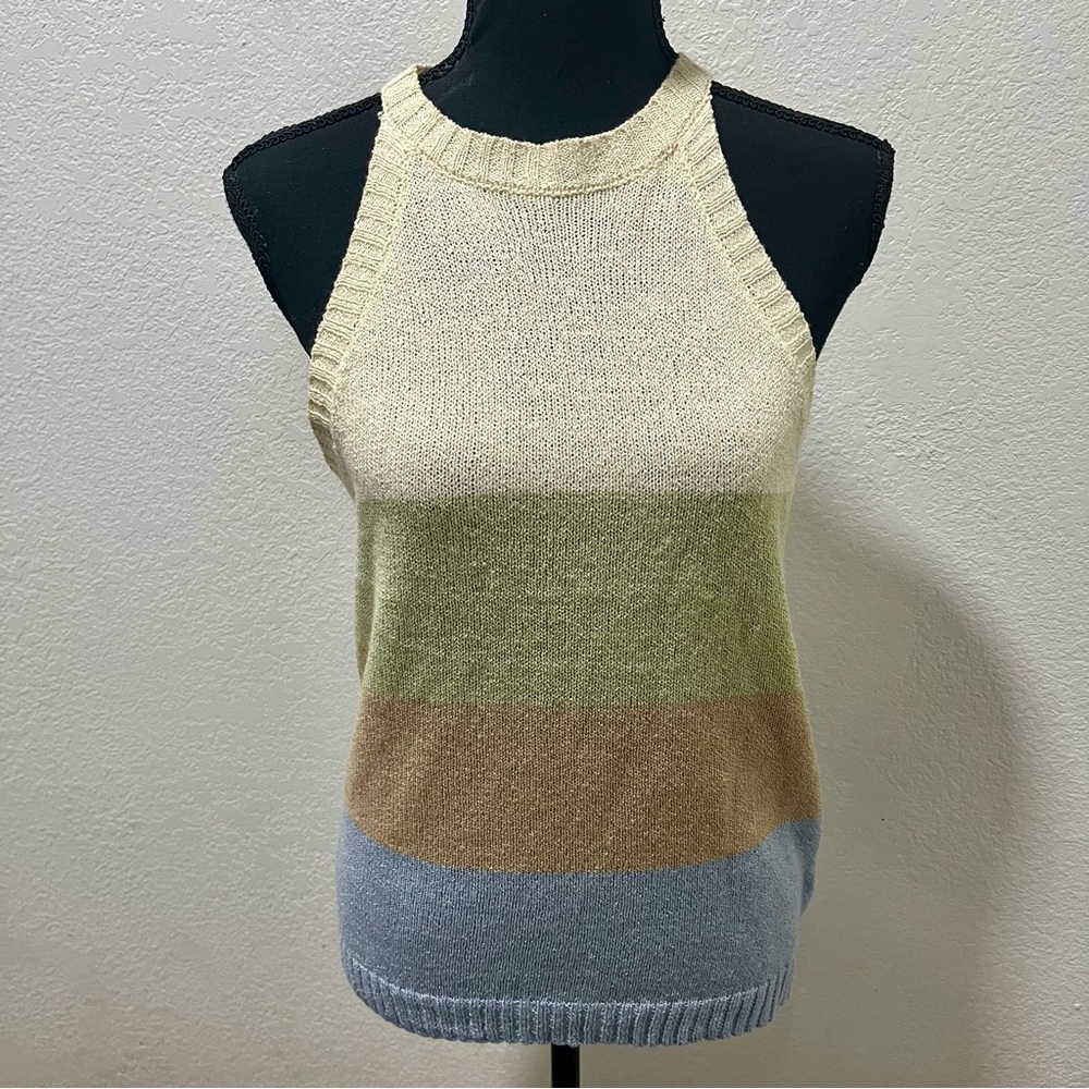 Mine Anthropologie Colorblock Multicolor Striped Sleeveless Knit Top